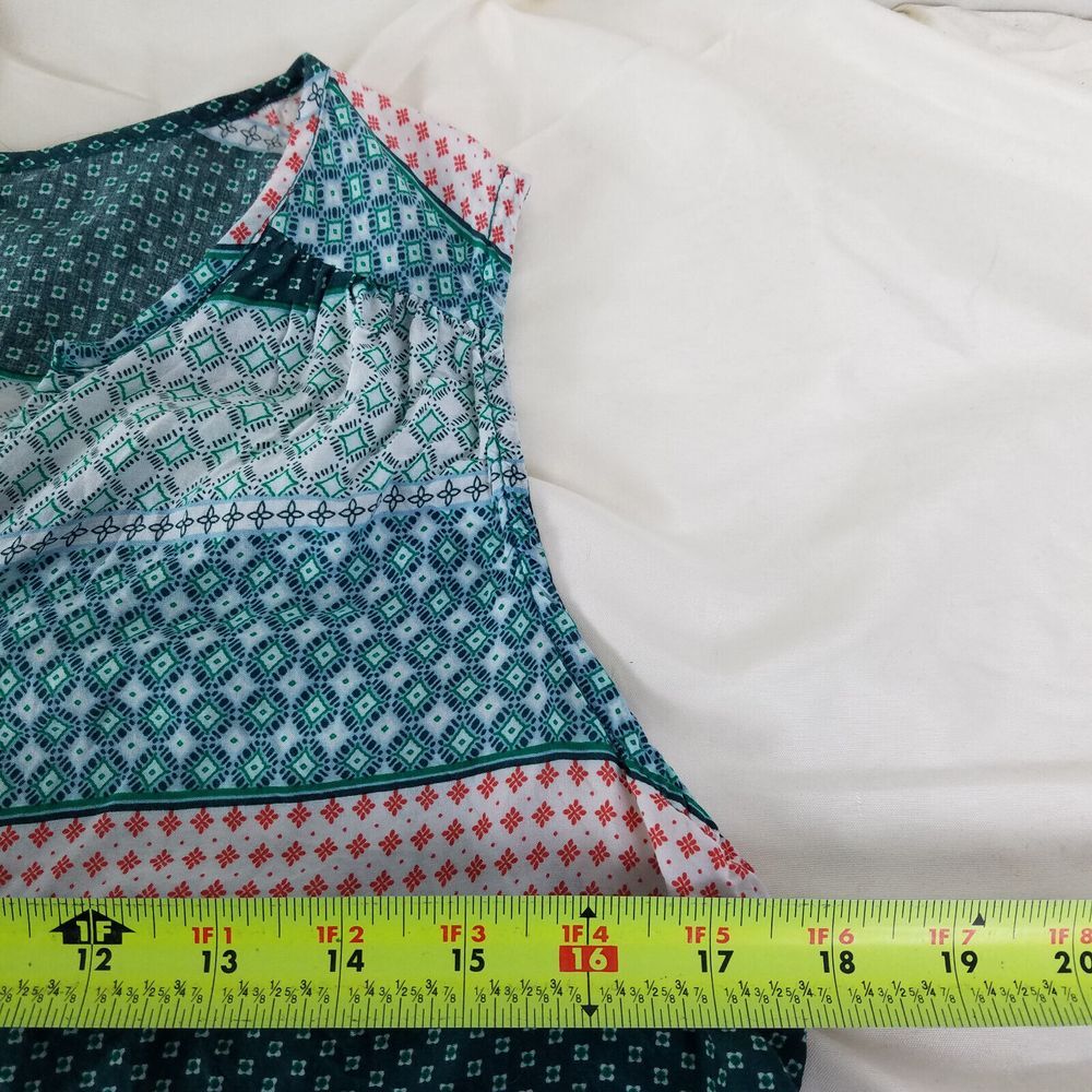 Liz Claiborne Shirt Womens Small Green Top Colorblock Sleeveless Split Neck - Picture 7 of 9